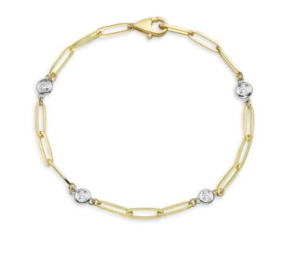 14K Yellow Gold Diamond Paperclip Bracelet