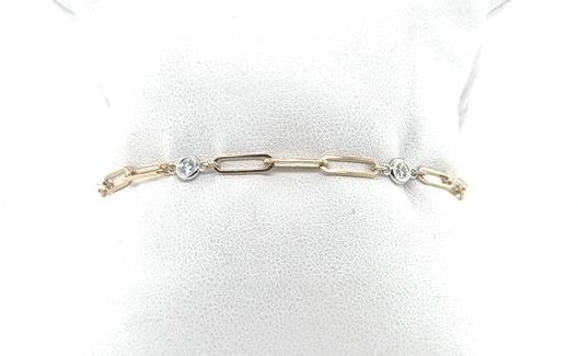 14K Yellow Gold Diamond Paperclip Bracelet