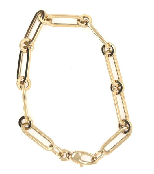 14K Yellow Gold Paperclip Bracelet