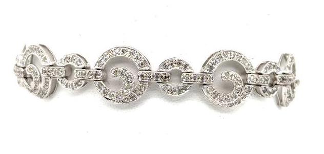 14K White Gold DOOR BUSTER Diamond Tennis Bracelet