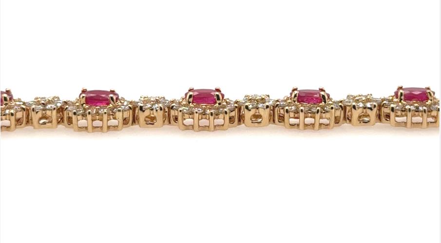 14K Yellow Gold Ruby & Diamond Tennis Bracelet