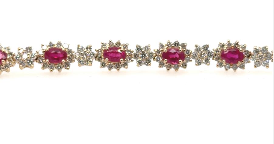 14K Yellow Gold Ruby & Diamond Tennis Bracelet