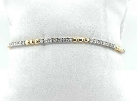 14K White and Yellow Gold Diamond Tennis Bracelet