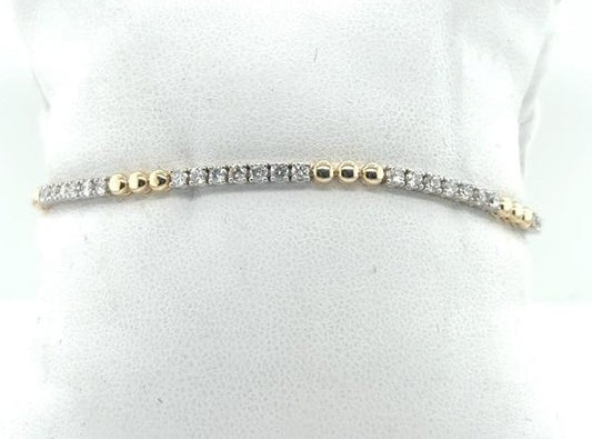 14K White and Yellow Gold Diamond Tennis Bracelet