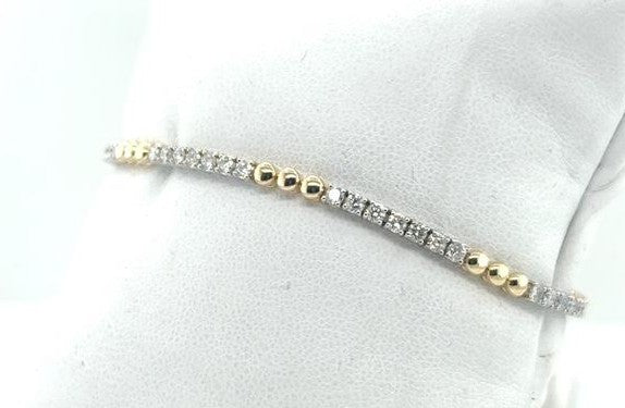 14K White and Yellow Gold Diamond Tennis Bracelet
