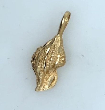 14K Yellow Gold Conch Shell Charm - Diamond Cut Textured