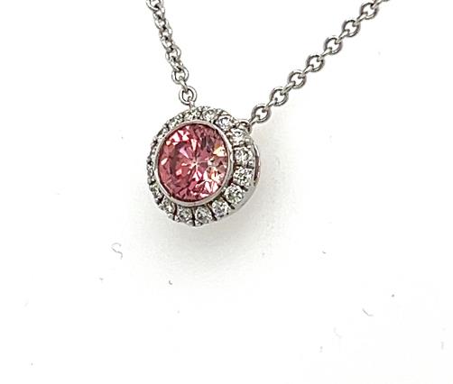 18K White Gold Pink Diamond Pendant