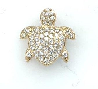 14K White Gold Diamond Turtle Pendant