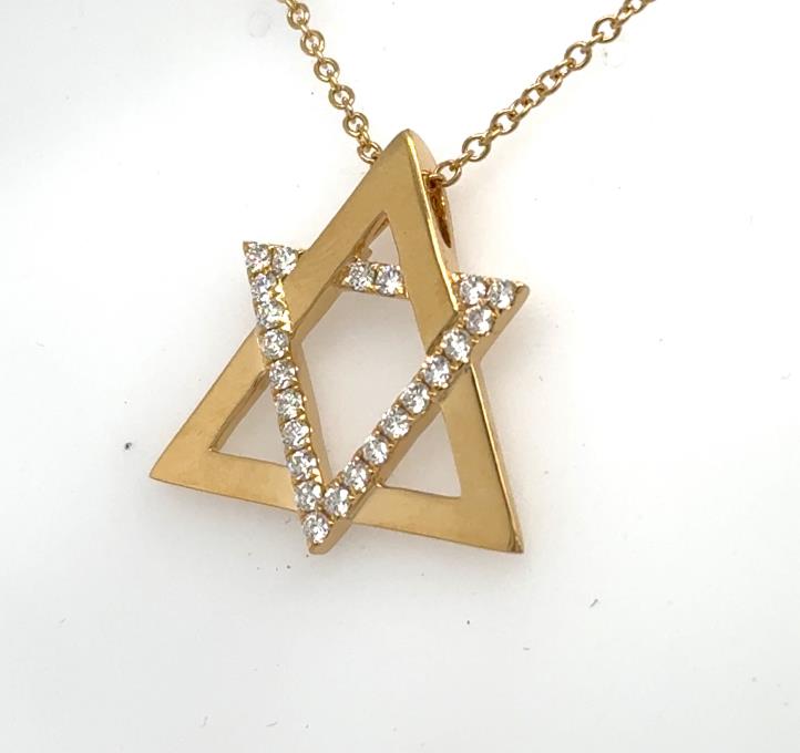 18K Yellow Gold Diamond Star of David Pendant