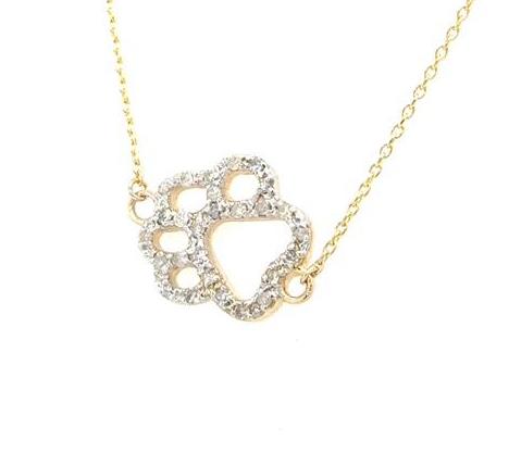 14K Diamond Dog Paw Pendant