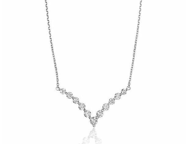 18K White Gold Diamond Chevron Pendant