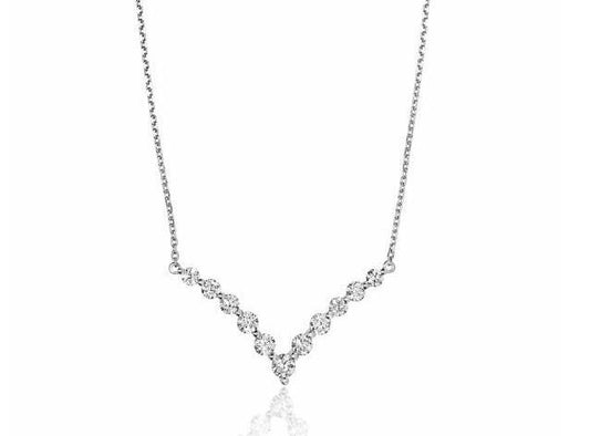 18K White Gold Diamond Chevron Pendant