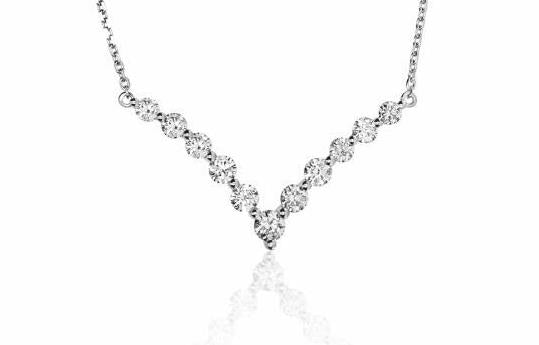 18K White Gold Diamond Chevron Pendant