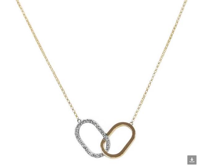 18K Yellow & White Gold Diamond Interlocking Rings Pendant