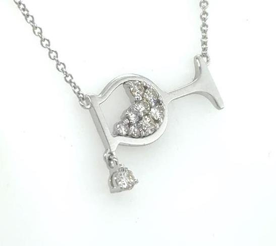 14K White Gold Diamond Wine Glass Pendant