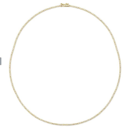 14K Yellow Gold Petite Diamond Tennis Necklace