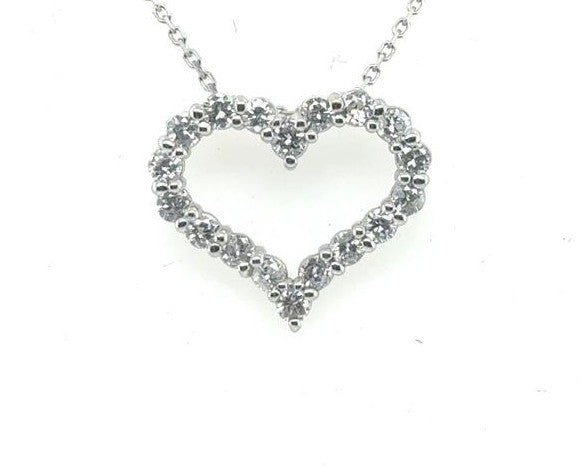 14K White Gold Diamond Heart Pendant