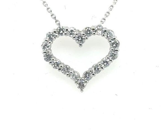 14K White Gold Diamond Heart Pendant