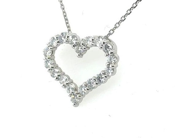 14K White Gold Diamond Heart Pendant