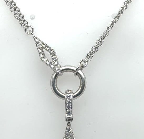 14K White Gold Modern Luxury Style Diamond Pendant