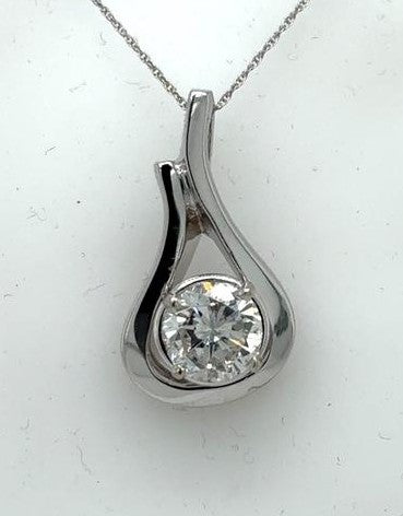 14K White Gold 2.34ct Diamond Slide Pendant - Round Brilliant Cut