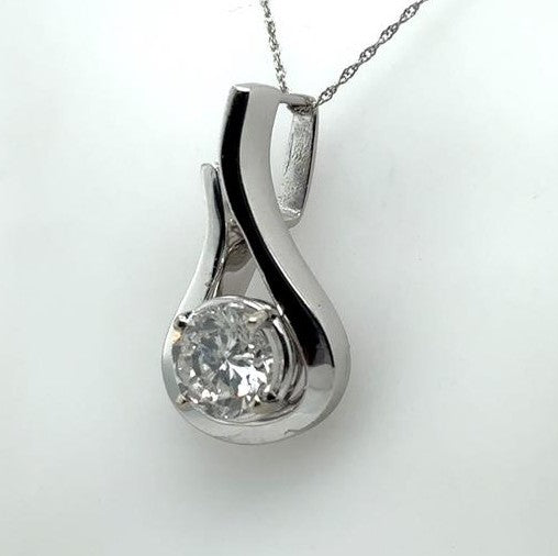 14K White Gold 2.34ct Diamond Slide Pendant - Round Brilliant Cut