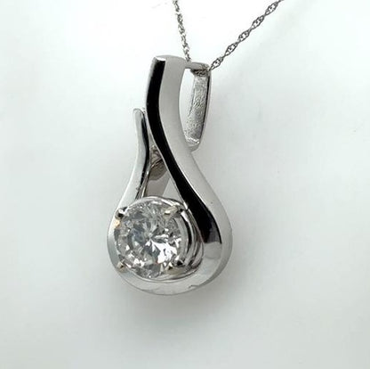 14K White Gold 2.34ct Diamond Slide Pendant - Round Brilliant Cut