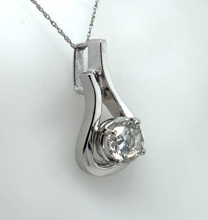 14K White Gold 2.34ct Diamond Slide Pendant - Round Brilliant Cut