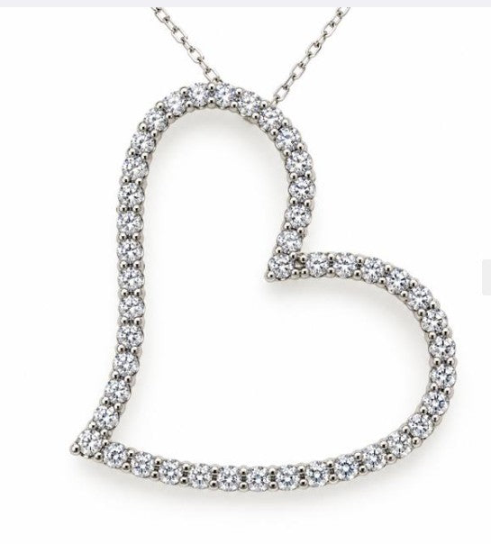 14K White Gold Diamond Heart Pendant - 2.24ctw Statement Piece
