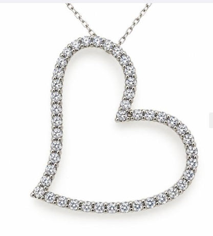 14K White Gold Diamond Heart Pendant - 2.24ctw Statement Piece