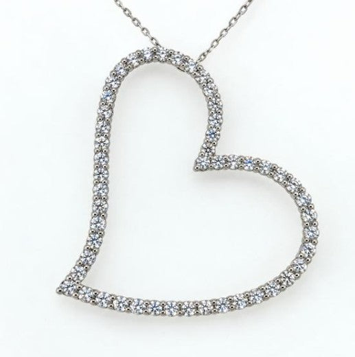 14K White Gold Diamond Heart Pendant - 2.24ctw Statement Piece