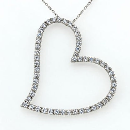 14K White Gold Diamond Heart Pendant - 2.24ctw Statement Piece