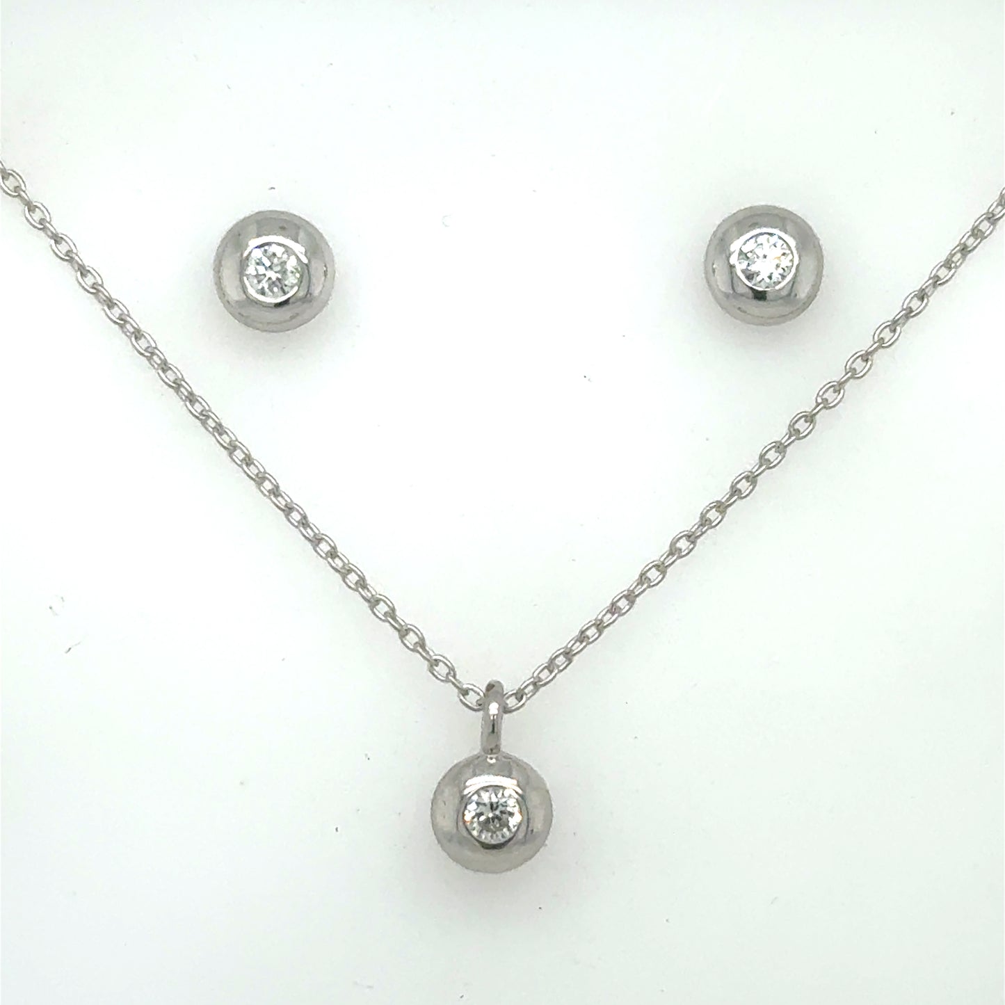 Sterling Silver Lab Grown Diamond Earrings and Pendant Set