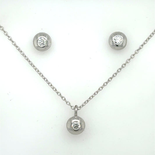 Sterling Silver Lab Grown Diamond Earrings and Pendant Set