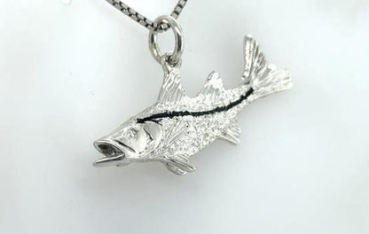 Sterling Silver Snook Fish Charm Pendant 1.75"