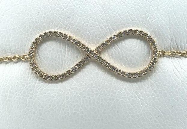 14K Gold Diamond Infinity Symbol Bracelet for Women