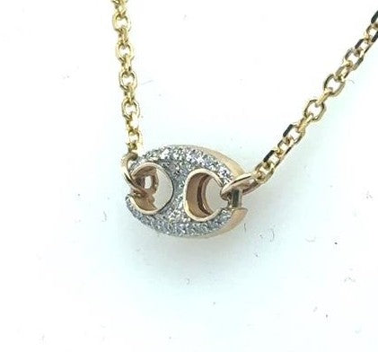 14K Yellow Gold Puffed Gucci Pendant with Diamond & 19" Chain