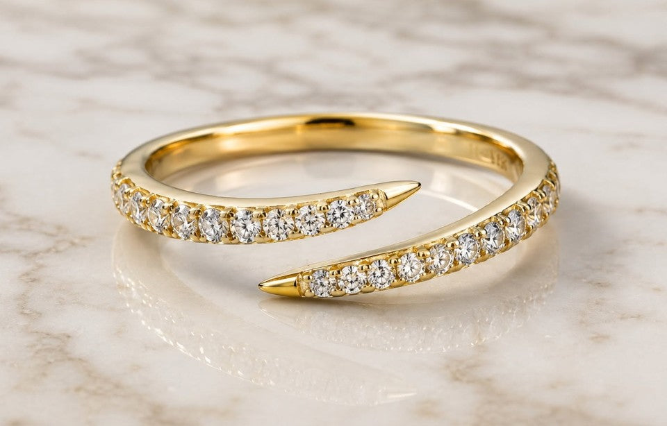 10K Yellow Gold Lab Grown Diamond Bypass Ring for Women
