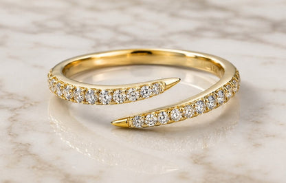 10K Yellow Gold Lab Grown Diamond Bypass Ring for Women