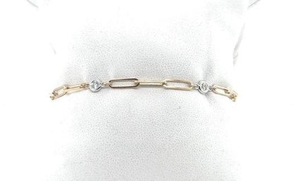14K Yellow Gold Diamond Paperclip Bracelet - 0.32ctw