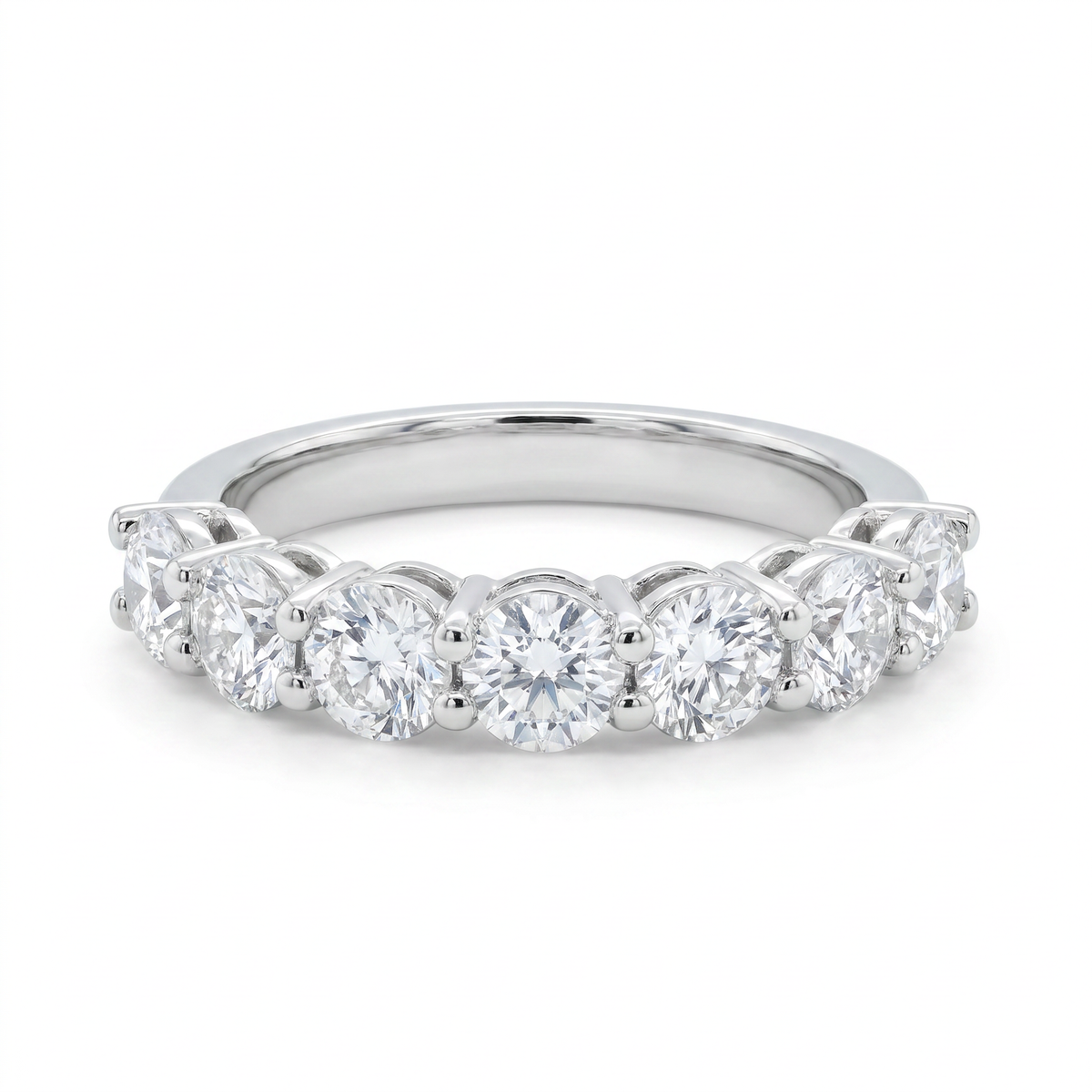 18K White Gold 1.64ct Diamond Wedding Band Ring Size 6.5