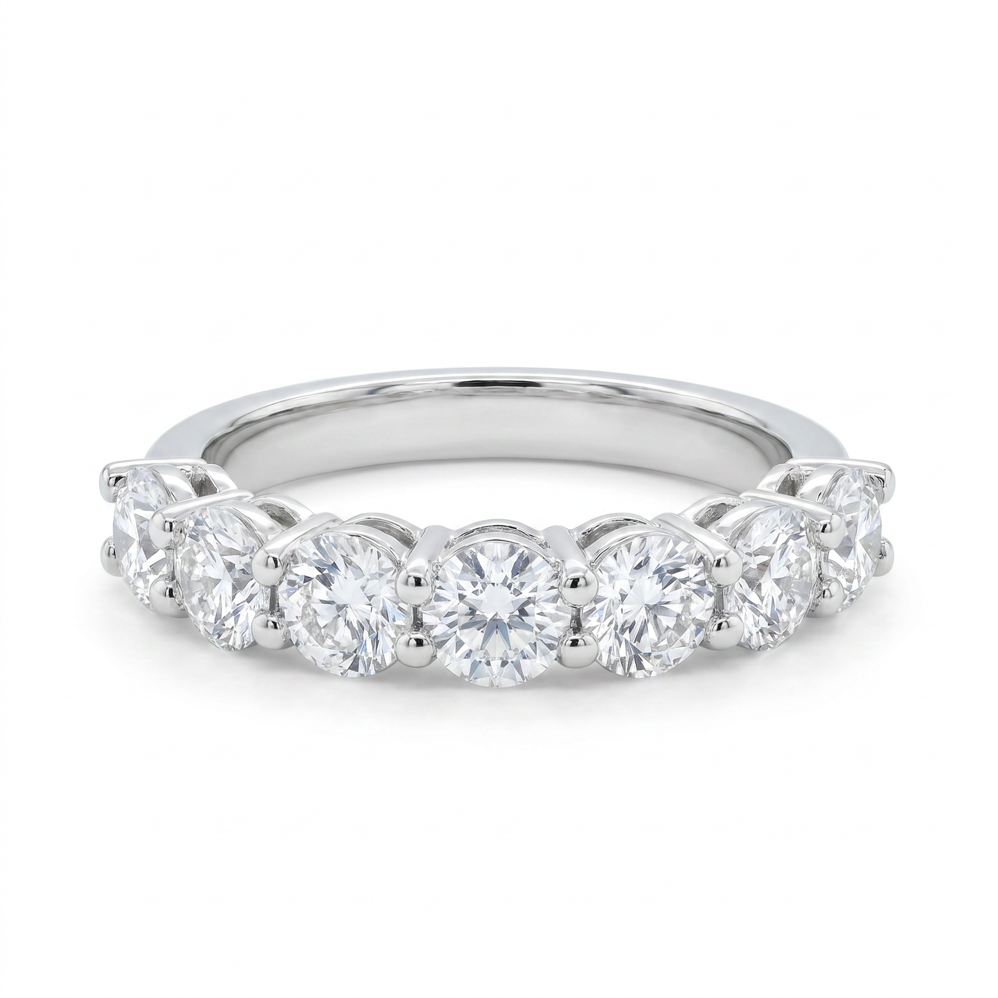 18K White Gold 1.64ct Diamond Wedding Band Ring Size 6.5