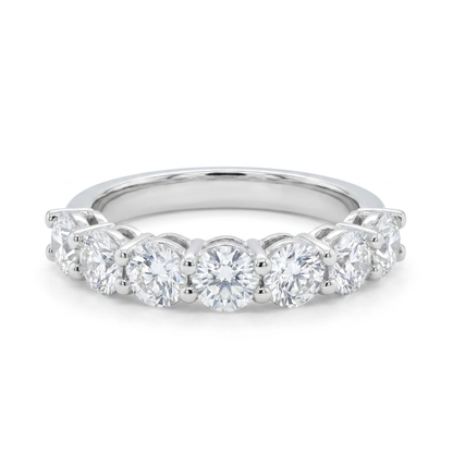 18K White Gold 1.64ct Diamond Wedding Band Ring Size 6.5