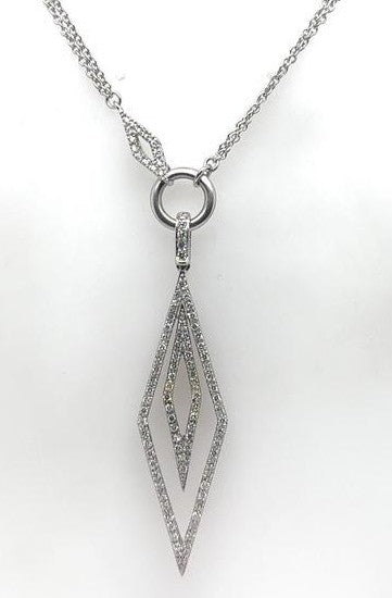 14K White Gold Art Deco Diamond Pendant - 1.0ctw Modern Luxury