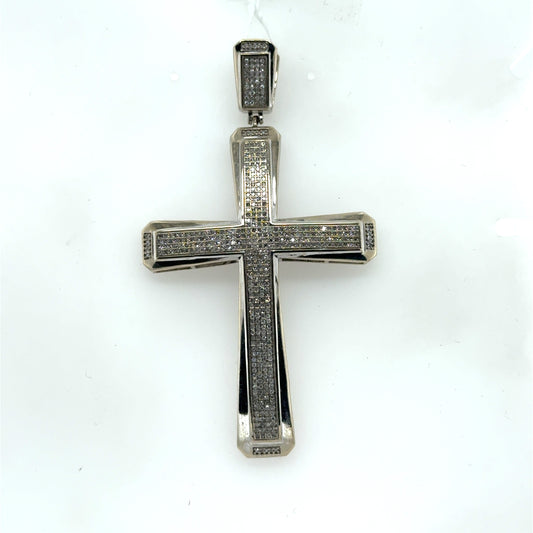 10K White Gold Diamond Cross