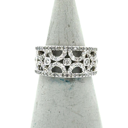 10K White Gold Diamond Band Ring - 0.75ctw, Size 7