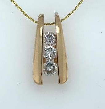 14K Yellow Gold Diamond Pendant - 0.53ctw Round Brilliant Cut