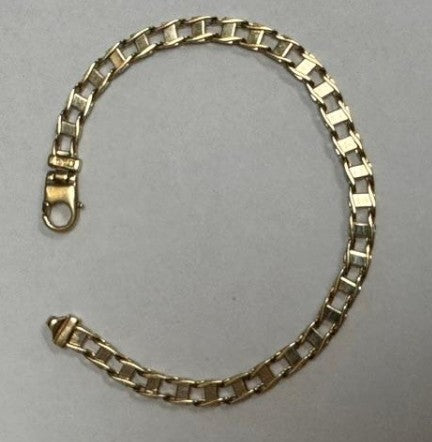 14K Yellow & White Gold Railroad Link Bracelet for Men - 8.25"