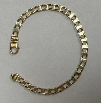 14K Yellow & White Gold Railroad Link Bracelet for Men - 8.25"