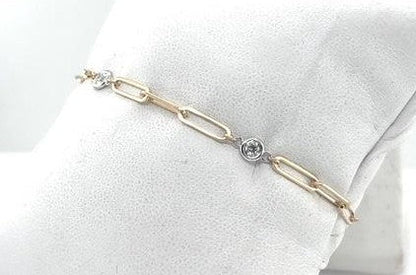 14K Yellow Gold Diamond Paperclip Bracelet - 0.32ctw
